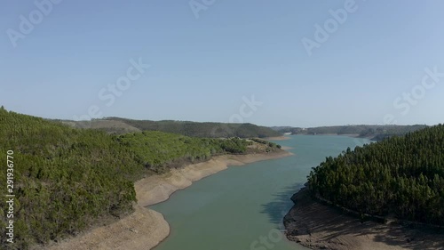 Wallpaper Mural Areal view of a water reservoir for drinking water and energy in portuguese algarve region. Drone flight over the huge barrage for water extraction in the south of Portugal. Torontodigital.ca