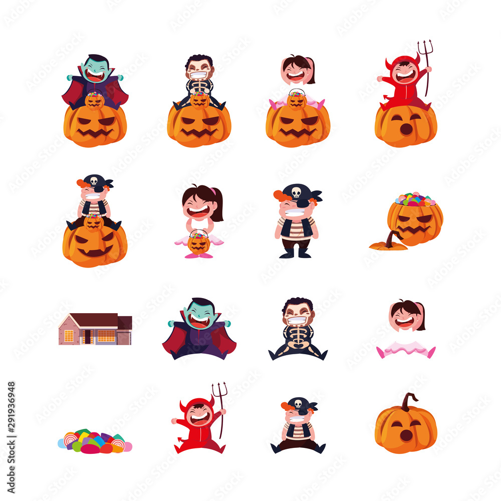 Fototapeta premium bundle halloween with children disguised