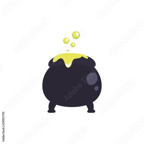 cauldron bubbly of witch on white background