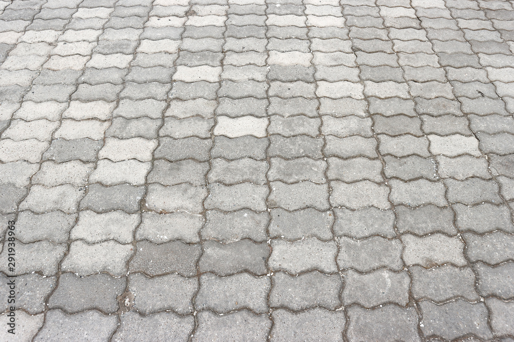 old dirty cement block pavement floor pathway background.