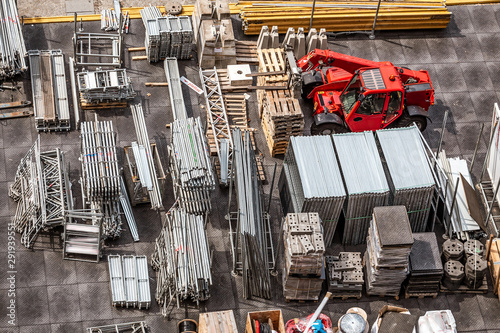 Aerial view of construction site with iron scuffolders photo