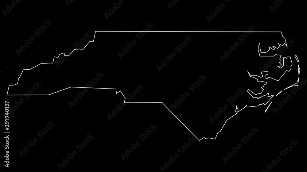 North Carolina USA federal state map outline animation North Carolina USA federal state map outline animation