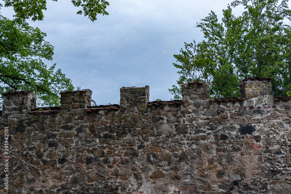 Defensive walls of the old castle in Poland