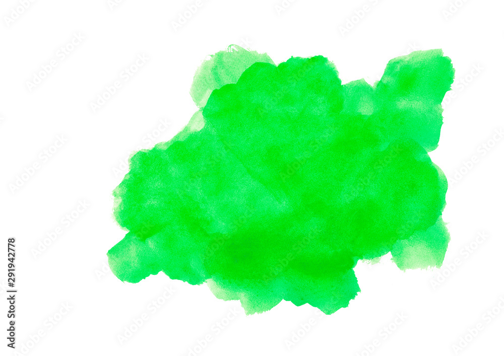 green watercolor abstract background.Colorful strokes on white background.High resolution banner