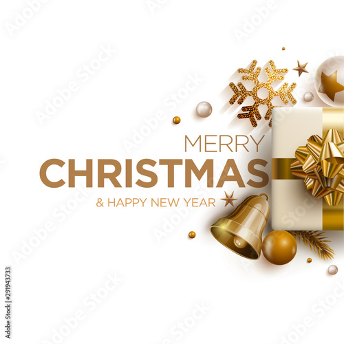 Merry Christmas and New Year greeting card design.