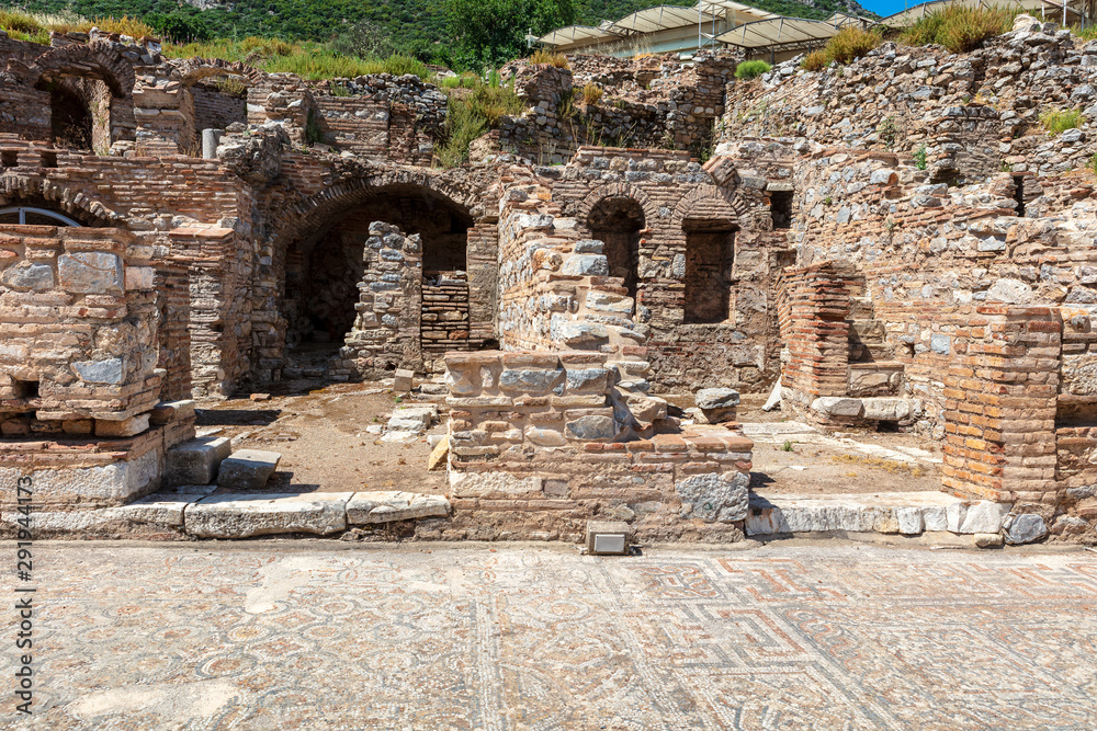 Ancient Roman Archaeological site of Ephesus, Anatolia, a popular tourist attraction.