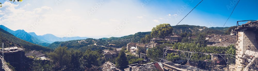 View of micro Papingon village  on a summer day, Ioannina, Greece