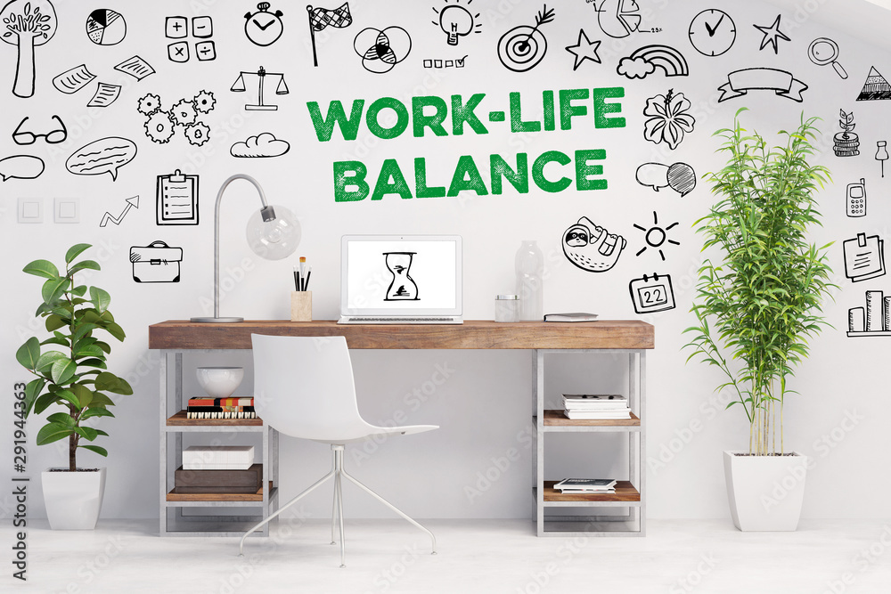 Work-Life-Balance als Business Konzept im Büro - obrazy, fototapety, plakaty 