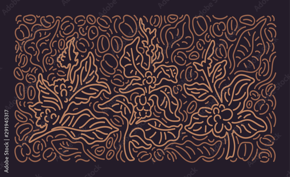 © Yauheniya_Bandaruk - Coffee. Vector art line pattern Vintage background