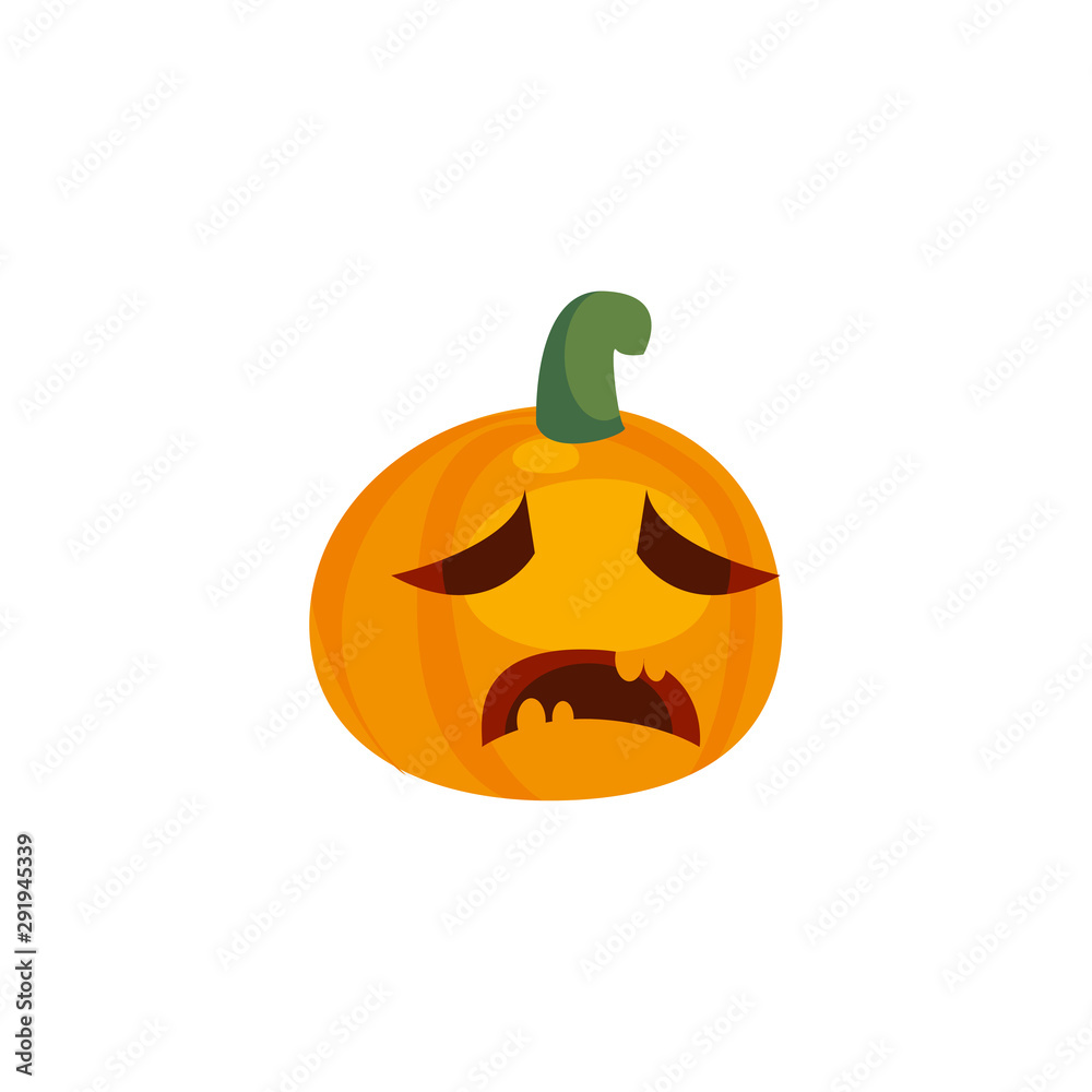halloween pumpkin with fear face on white background