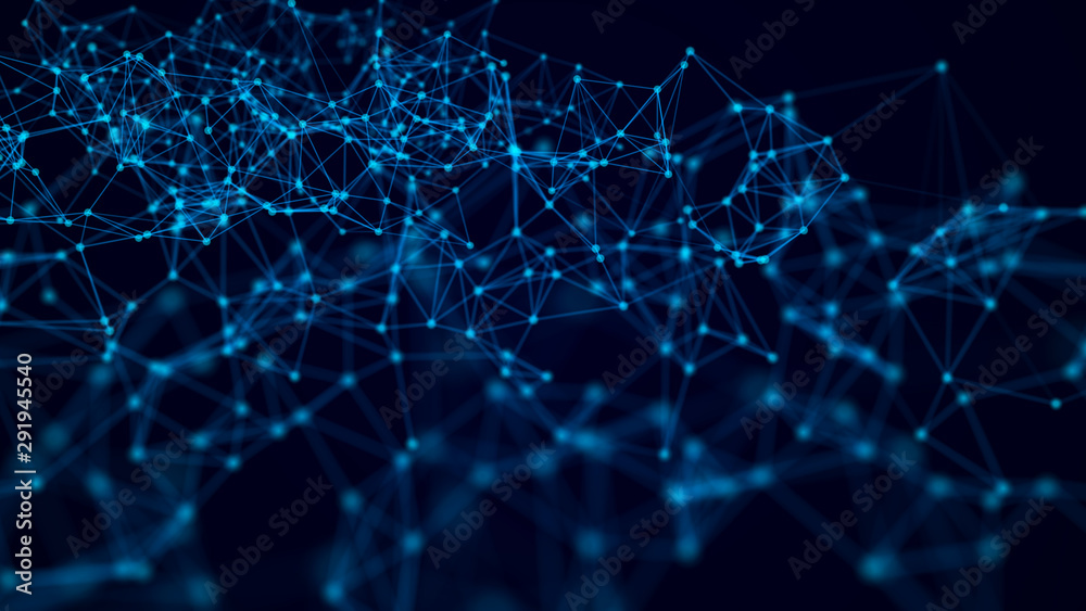 Abstract communication background with connecting dots and lines. Plexus effect. 3d