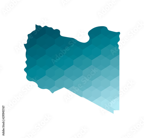 Vector isolated illustration icon with simplified blue silhouette of State of Libya map. Polygonal geometric style. White background