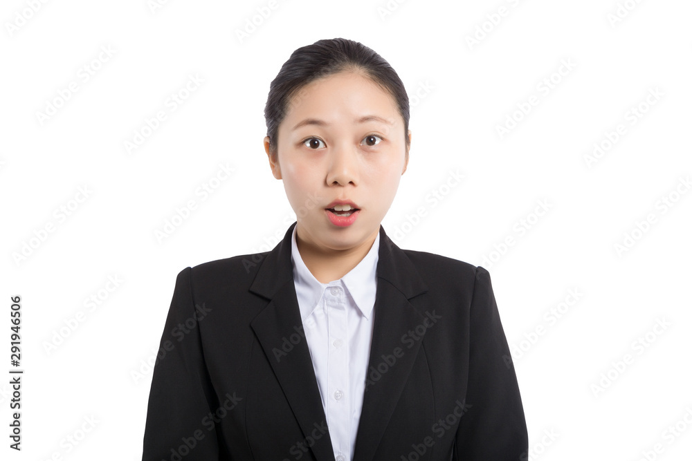 Asian business woman with open hand. Asian business woman with open hand.
