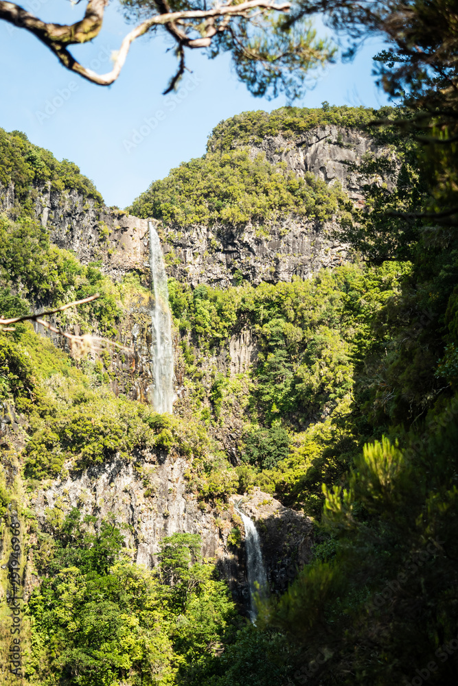 Monumental green waterfall - Madeira, Portugal