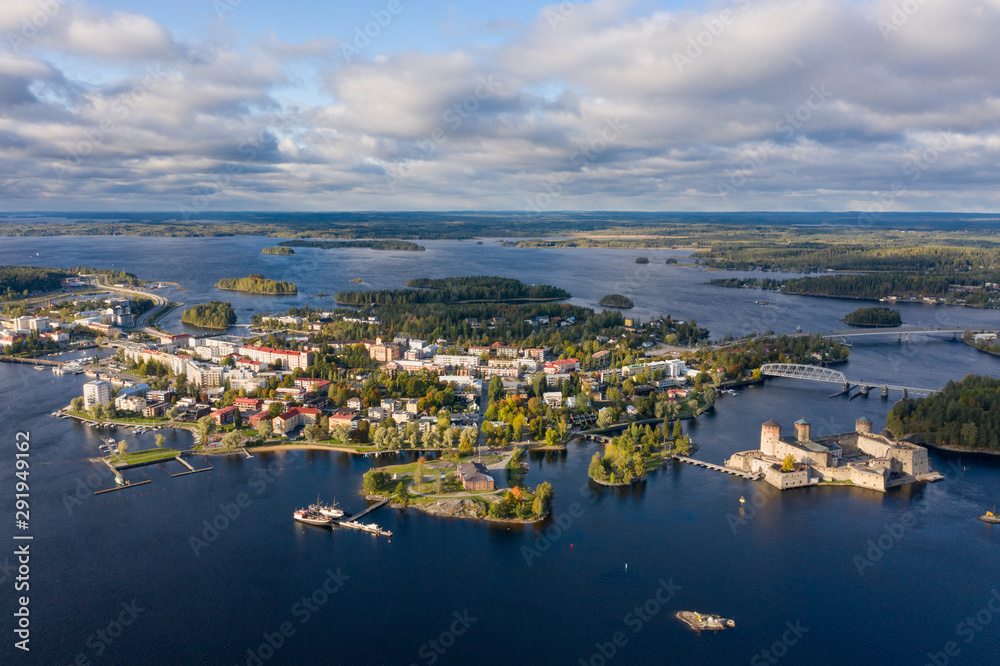 City Savonlinna bird's eye view, view of the castle Olavinlinna. City Savonlinna bird's eye view, view of the castle Olavinlinna.