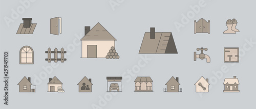 Construction icons set - Vector color symbols of web badges on the topic of repair
