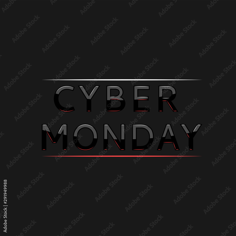 Cyber Monday text logo in frame, creative background special offer flyer typography mockup, minimalist style elegant design element
