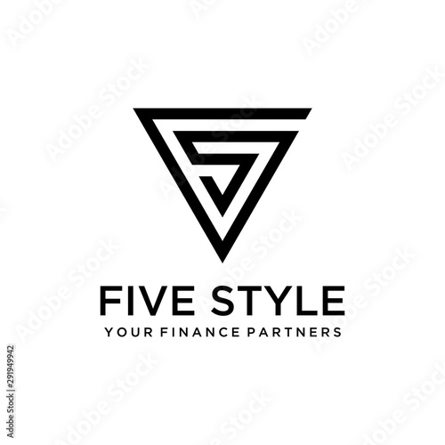 Illustration of the initial S5 or 5S sign triangle logo design photo