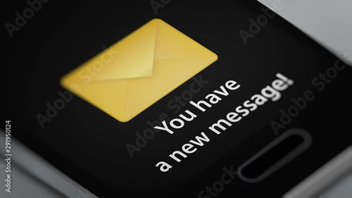 New message Notification on Smart Phone Device. Seamless Loop