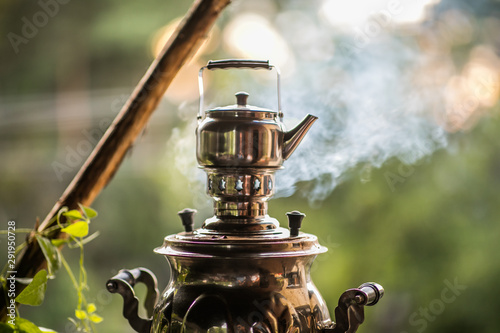 Traditional old metal russian samovar