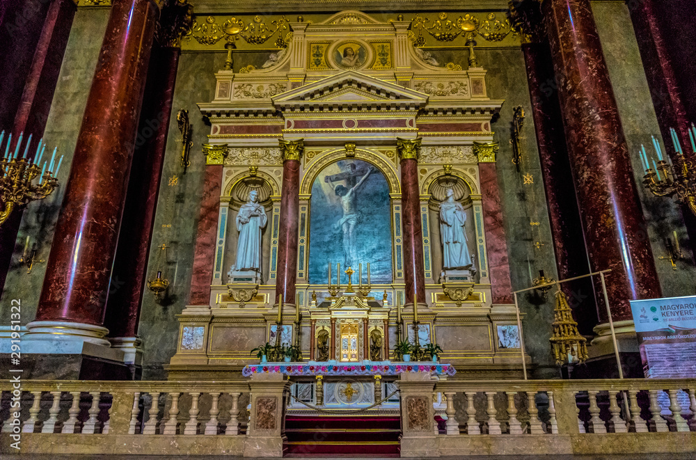 Sunday morning prayer in Basilica of St. Ishtwan, Budapest
