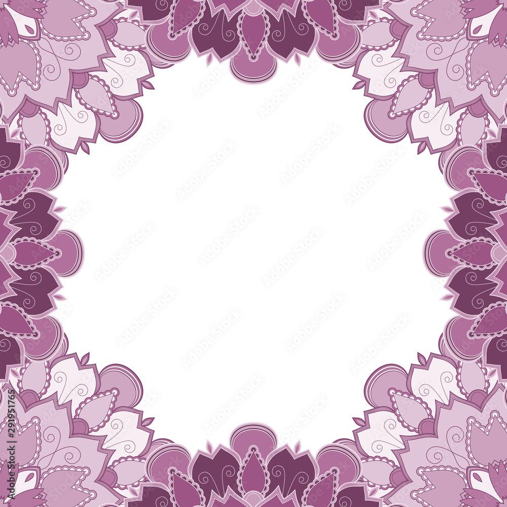 Abstract floral decorative frame for greeting card or invitation in ethnic style