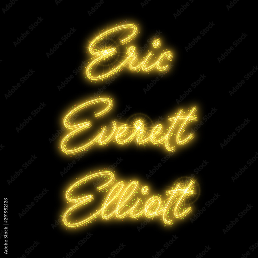 Male names made of sparkler. Design element for birthday card, bachelor party or wedding invitation Male names made of sparkler. Design element for birthday card, bachelor party or wedding invitation