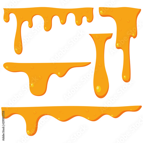 Honey drip vector cartoon set isolated on a white background.