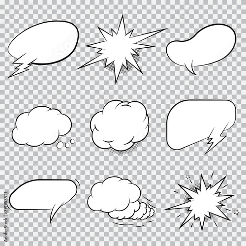 Comic speech bubble vector set isolated on a transparent background.