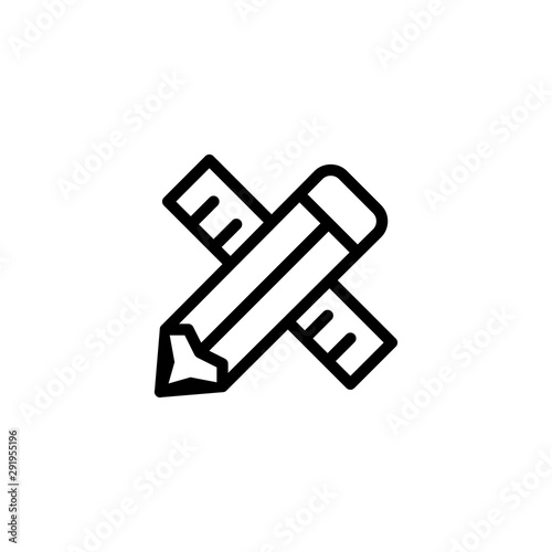 Ruler and pencil icon. Math symbol