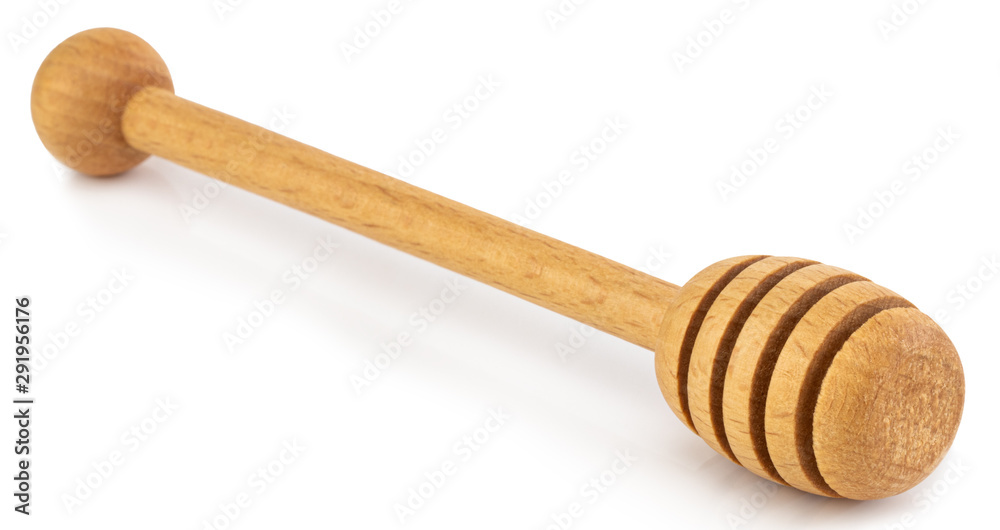 wooden honey stick isolated on white background