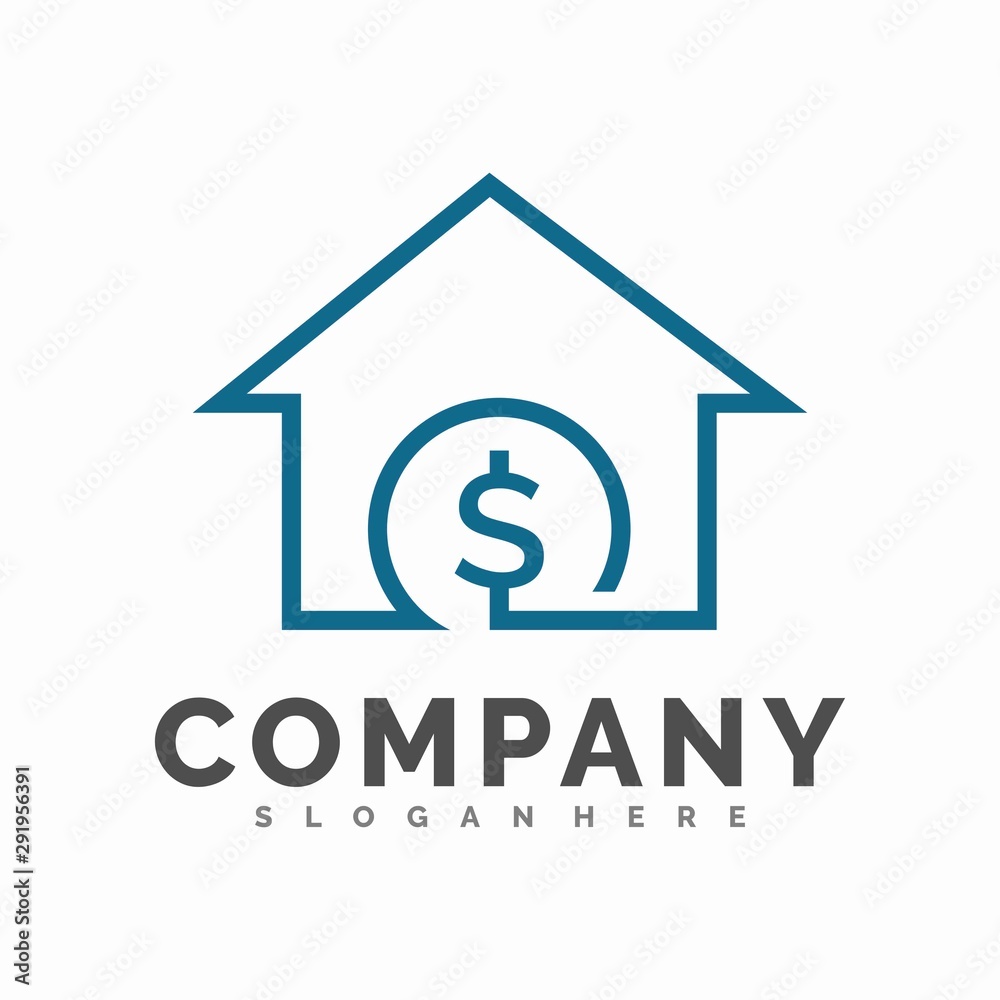 home and money logo, icon and template