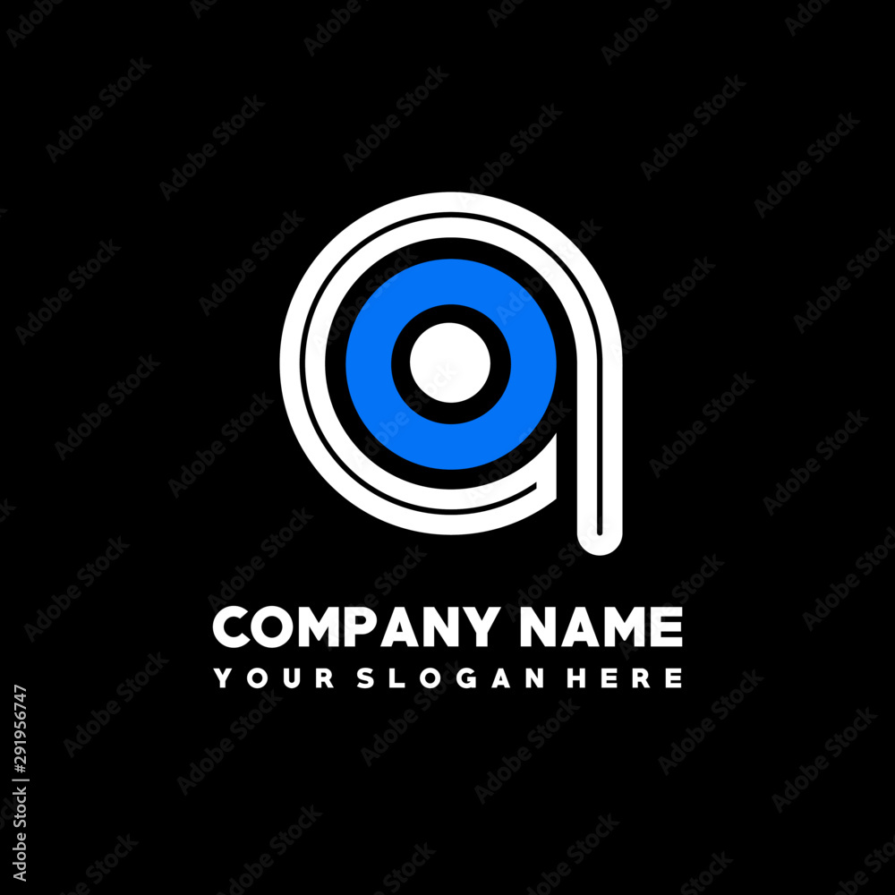 Initial lowercase letter QO, linked circle outline logo elegant, color white, blue on black background Initial lowercase letter QO, linked circle outline logo elegant, color white, blue on black background