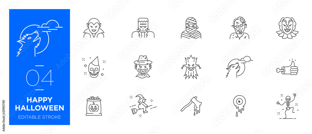 Set of Happy Halloween line icons - Modern icons Set of Happy Halloween line icons - Modern icons