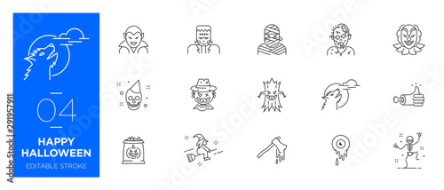 Set of Happy Halloween line icons - Modern icons	