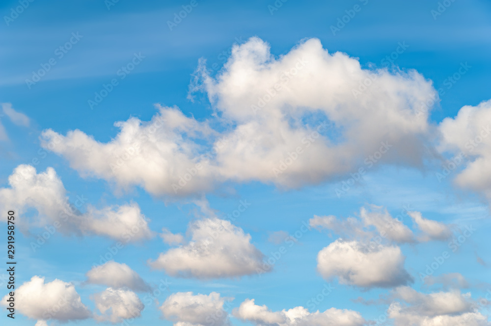 Fototapeta premium Cold clouds in the blue sky in autumn day.