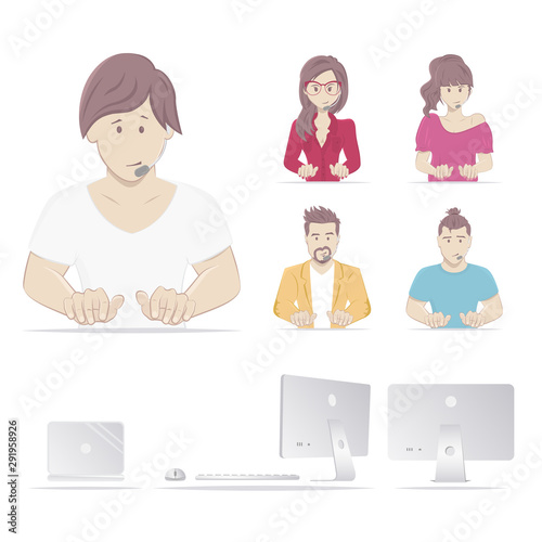 People working on a personal computer or laptop