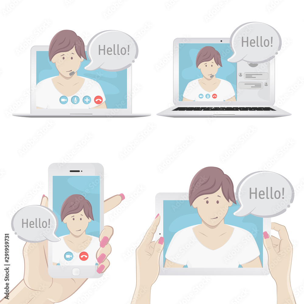 Set of gadgets to communicate with people Set of gadgets to communicate with people