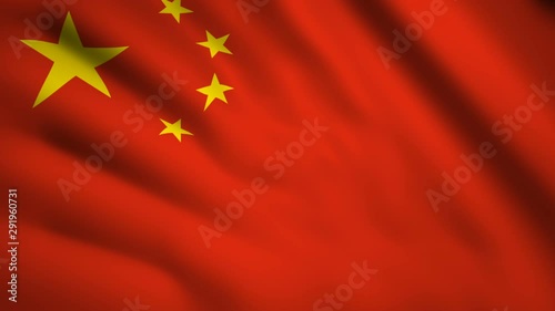 China flag Motion video waving in wind. Flag Closeup 1080p HD  footage