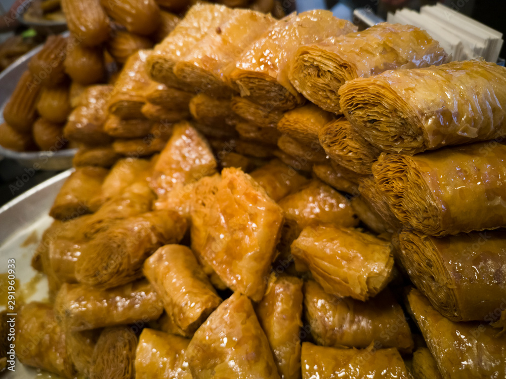 very tasty Turkish sweets close up very tasty Turkish sweets close up