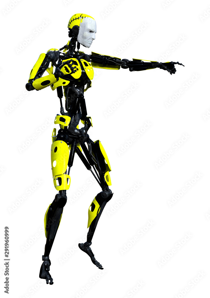 3D Rendering Male Robot on White 3D Rendering Male Robot on White
