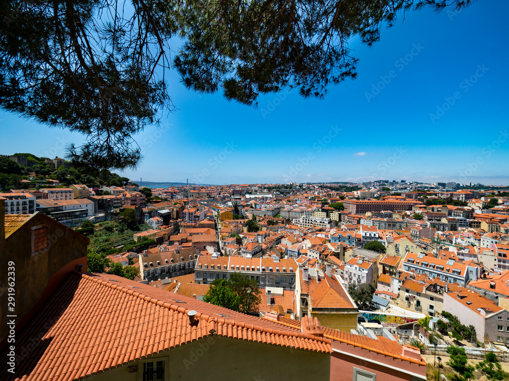 View from Miradouro da Graça to the old town of Lisbon, Lisbon, Portugal