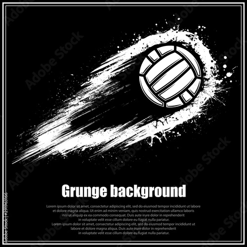 Black square poster with grunge movement waterpolo ball and sample text