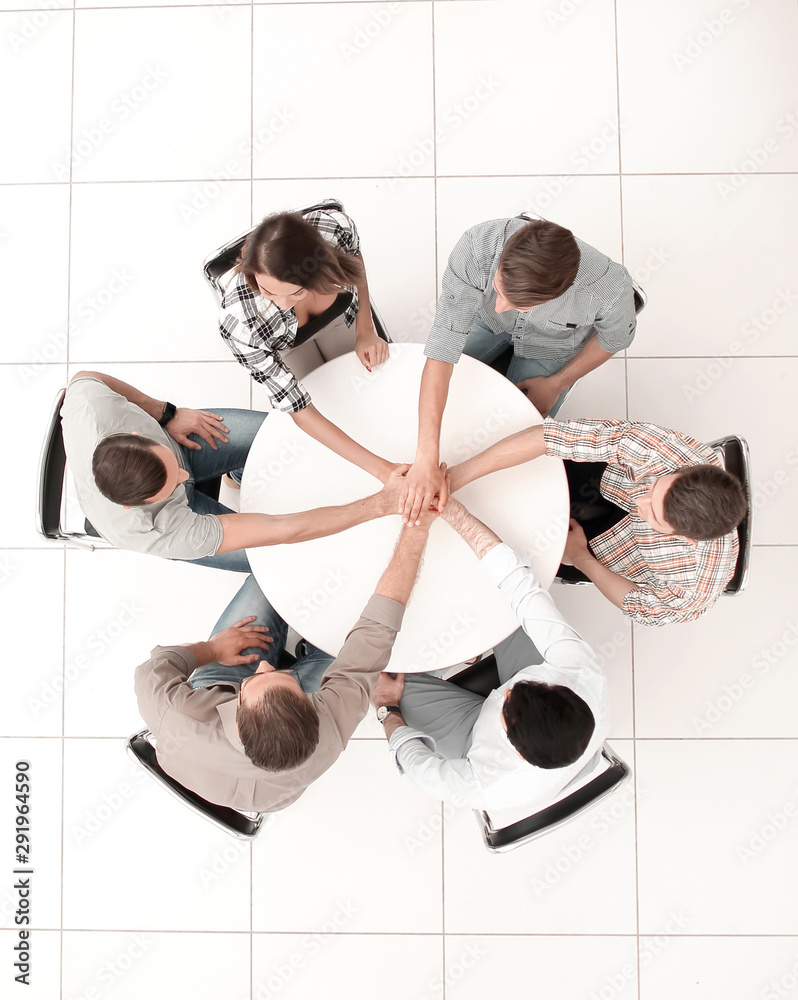top view.single business team sitting at the round table