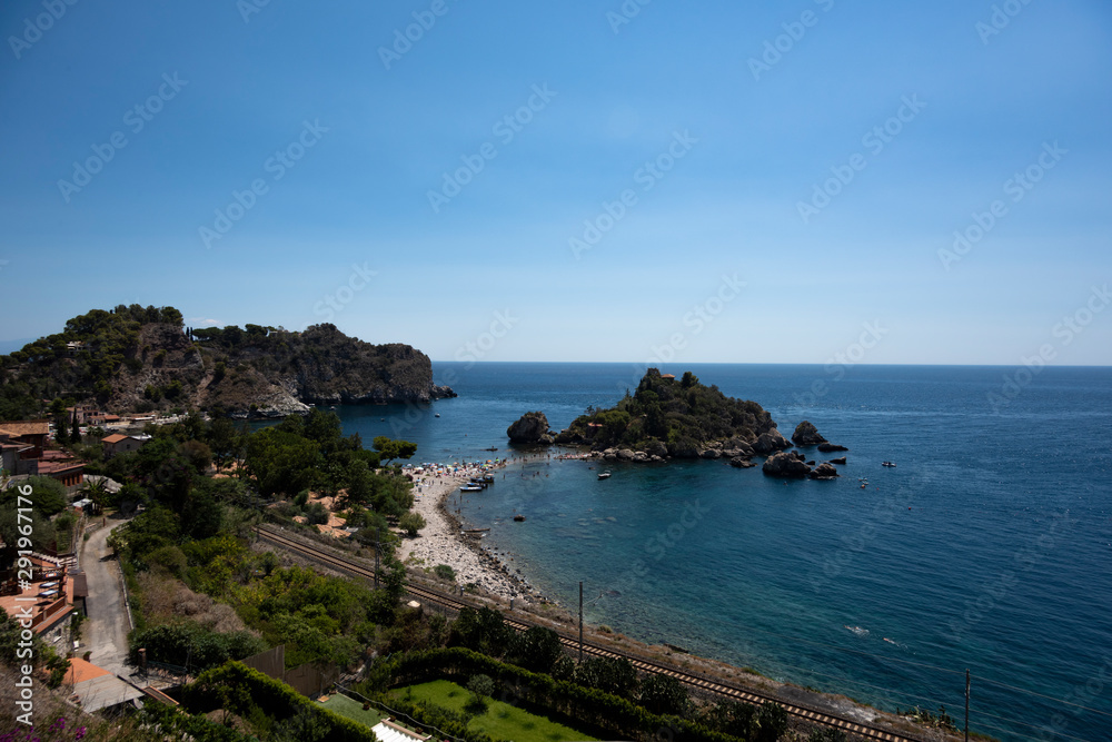 beautiful view of the sea of Taormina seen from above