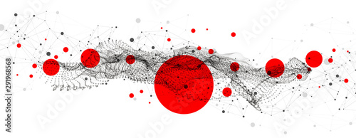 Abstract background.  Particles liquid dynamic flow. Trendy fluid cover design.