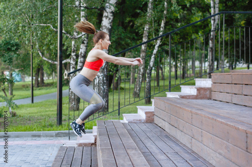 Woman training outdoors