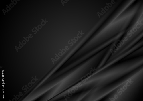 Black smooth stripes abstract minimal background. Dark modern vector design © saicle