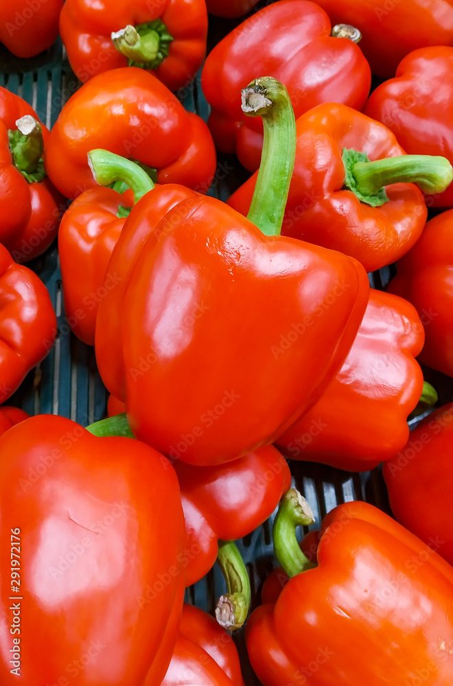 Paprika many vegetables on the store shelf. Selective focus Paprika many vegetables on the store shelf. Selective focus
