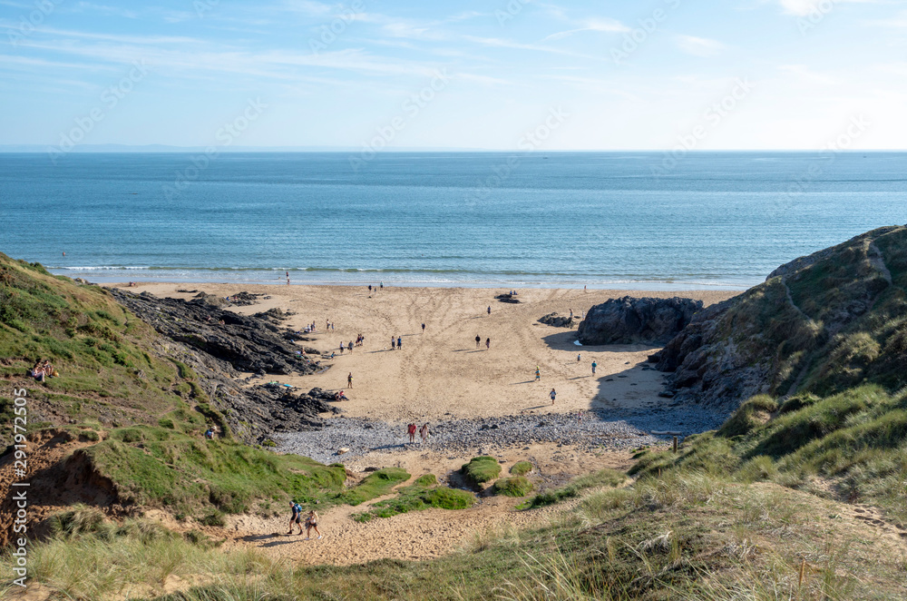 three cliffs bay, end of summer, wales three cliffs bay, end of summer, wales
